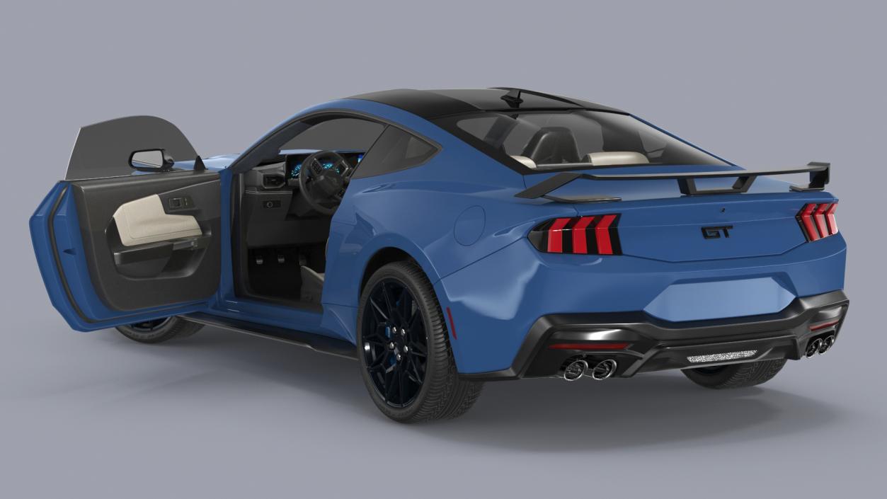 Ford Mustang 2024 Blue Rigged 3D model