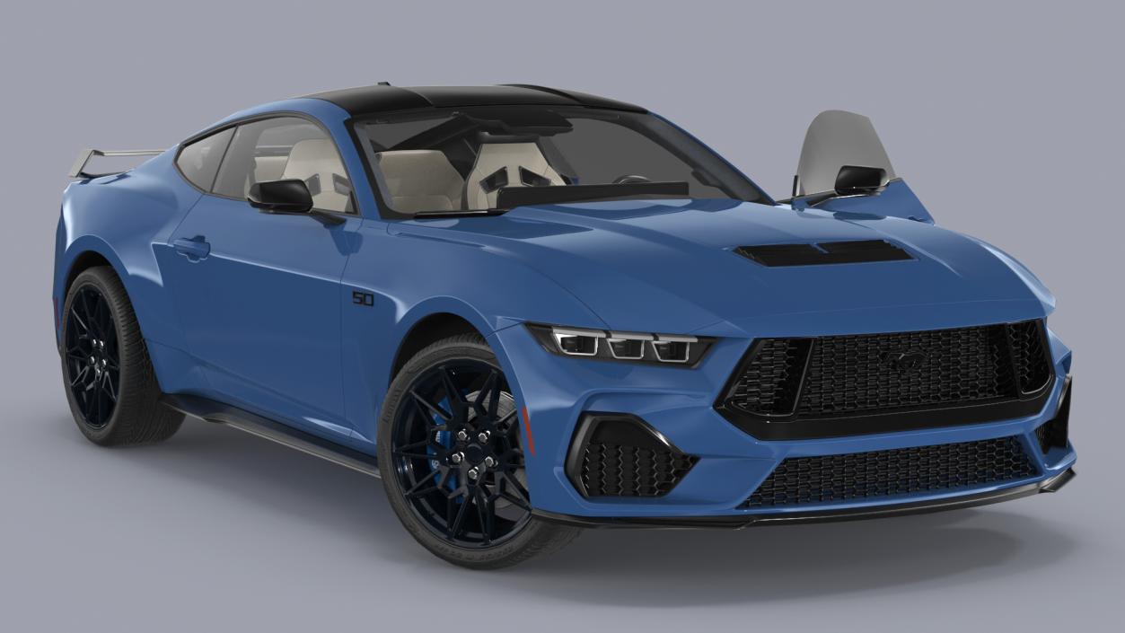 Ford Mustang 2024 Blue Rigged 3D model