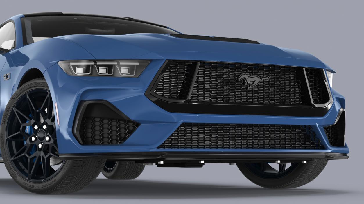 Ford Mustang 2024 Blue Rigged 3D model