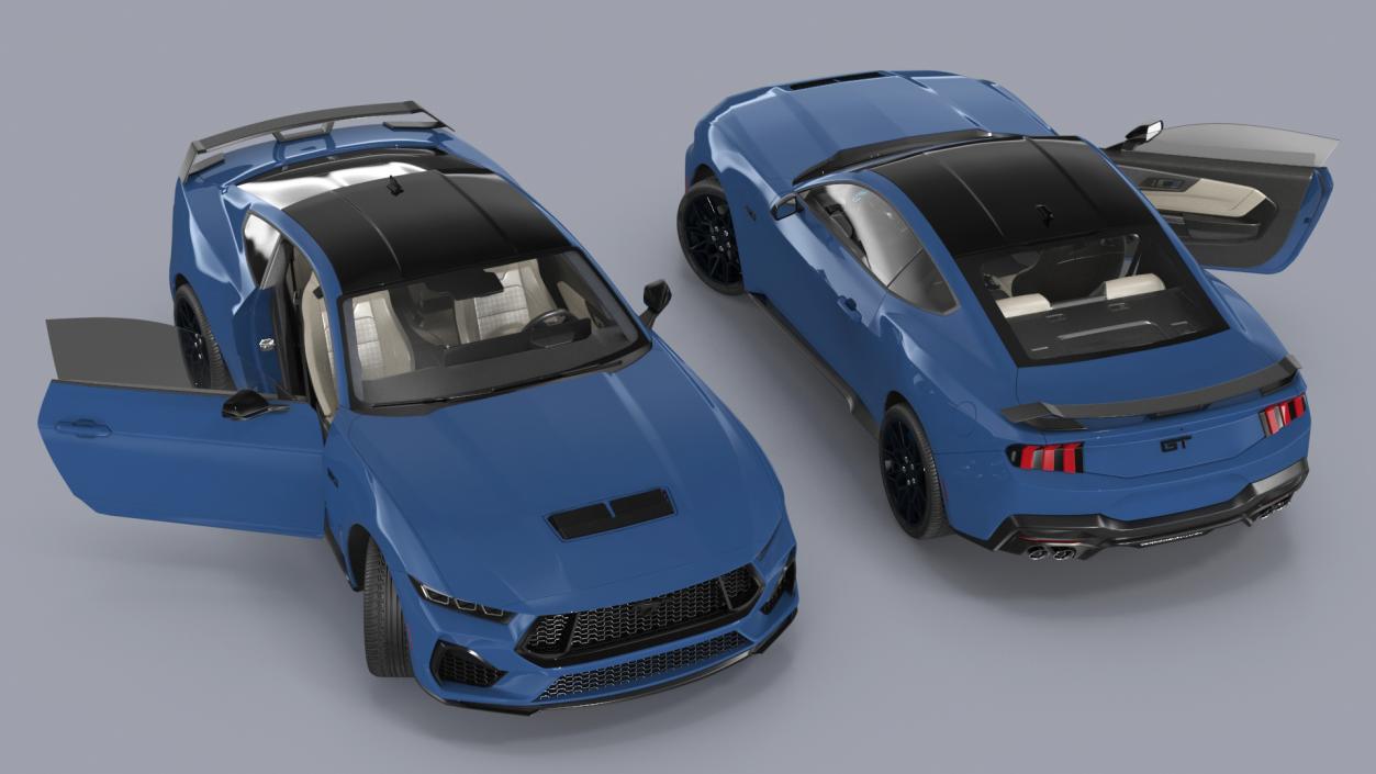 Ford Mustang 2024 Blue Rigged 3D model