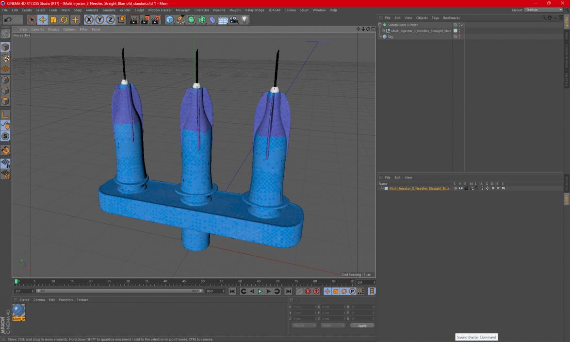 3D Multi Injector 3 Needles Straight Blue model