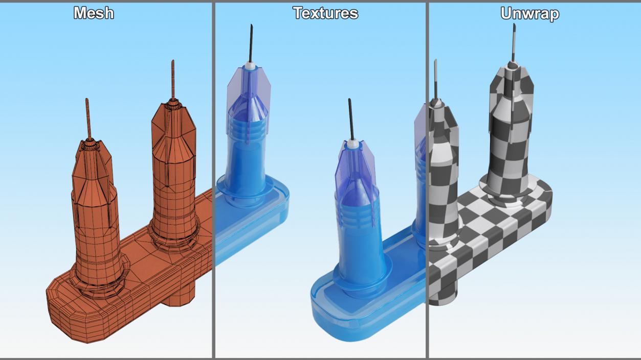 3D Multi Injector 3 Needles Straight Blue model