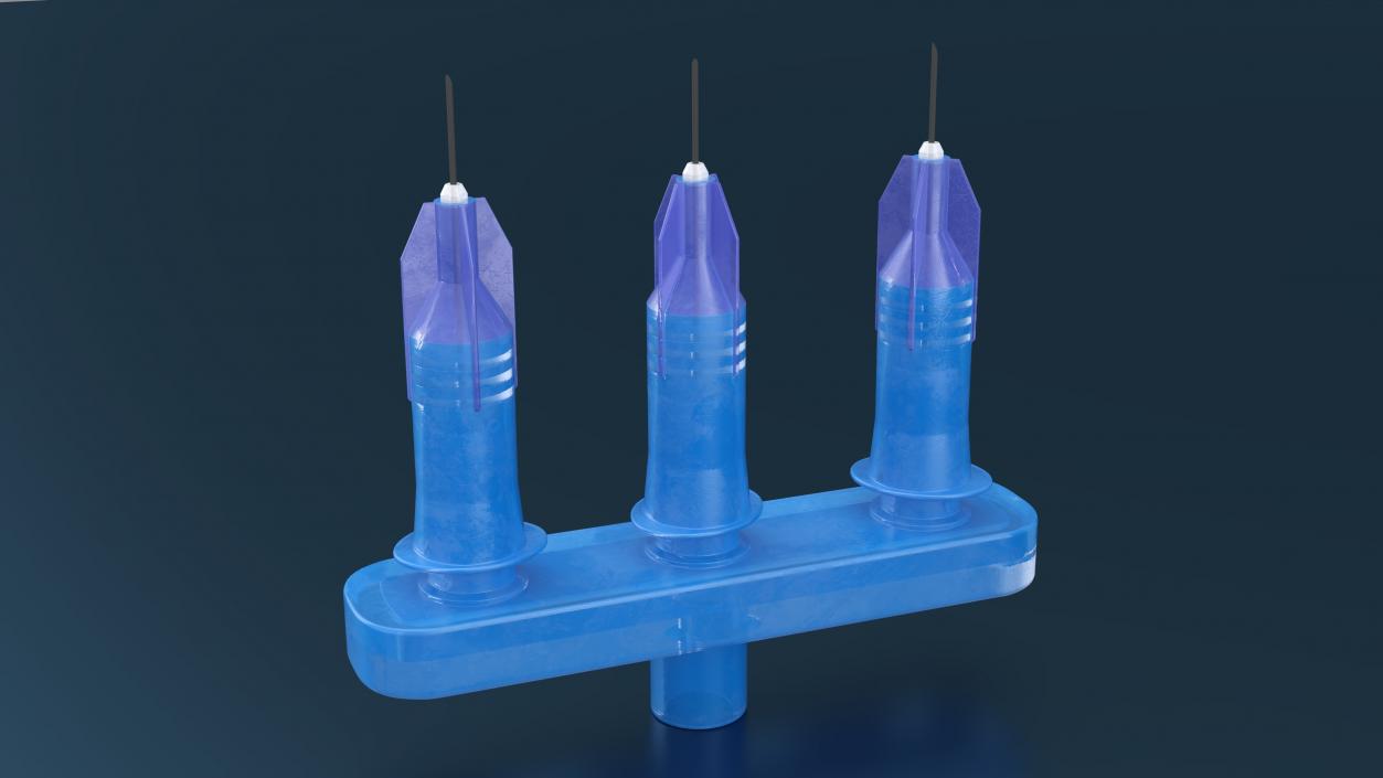 3D Multi Injector 3 Needles Straight Blue model