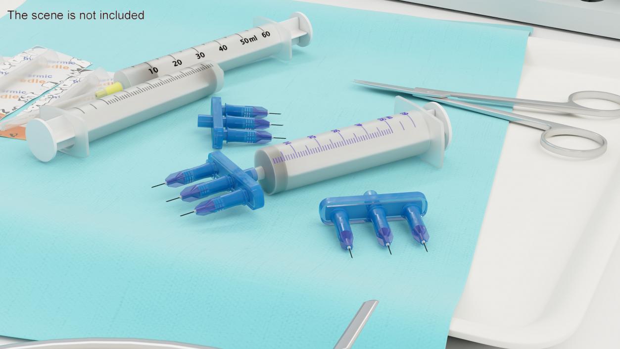 3D Multi Injector 3 Needles Straight Blue model