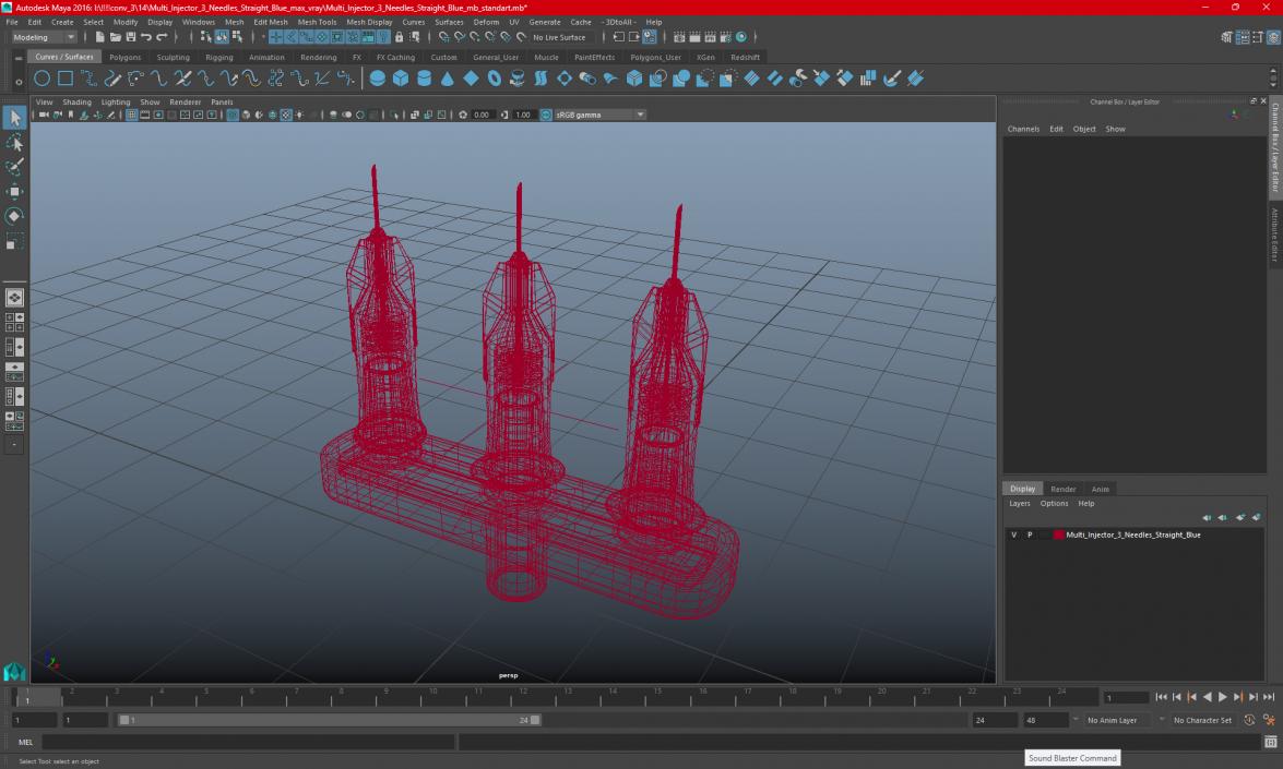 3D Multi Injector 3 Needles Straight Blue model