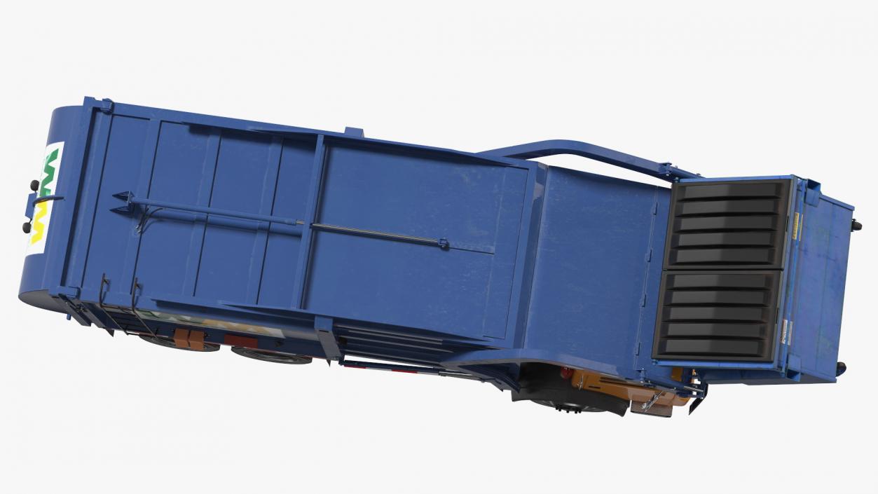 3D Mack Garbage Truck with Dumpster Blue Rigged for Maya model