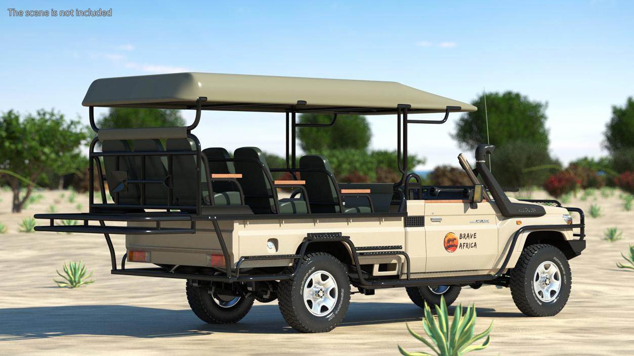 Toyota Land Cruiser Safari Open Sided Beige Clean 3D model