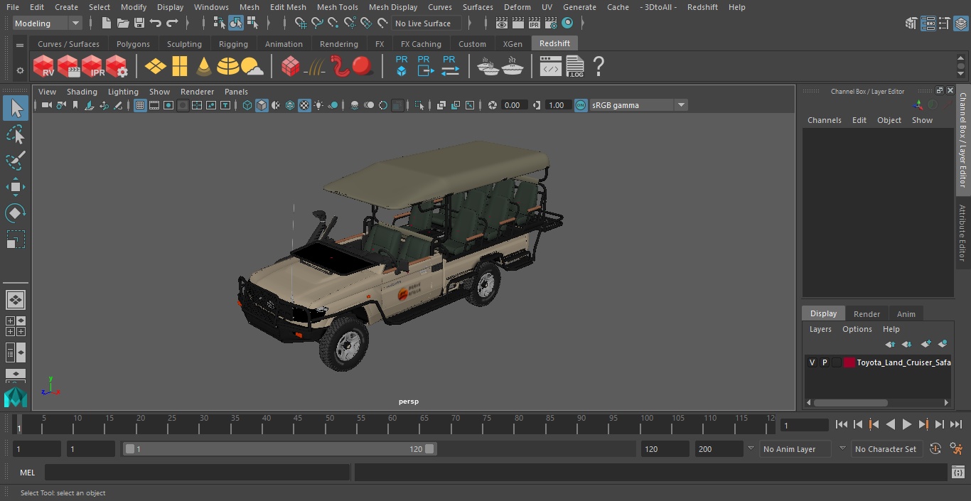 Toyota Land Cruiser Safari Open Sided Beige Clean 3D model