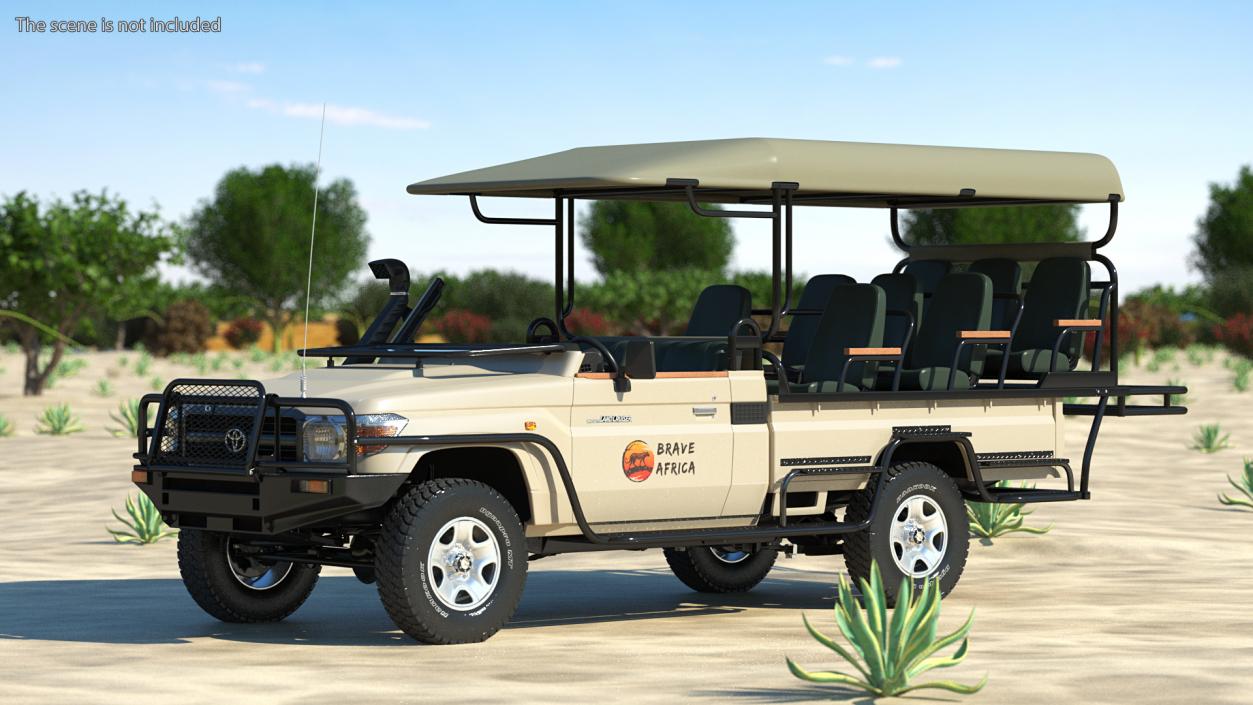 Toyota Land Cruiser Safari Open Sided Beige Clean 3D model