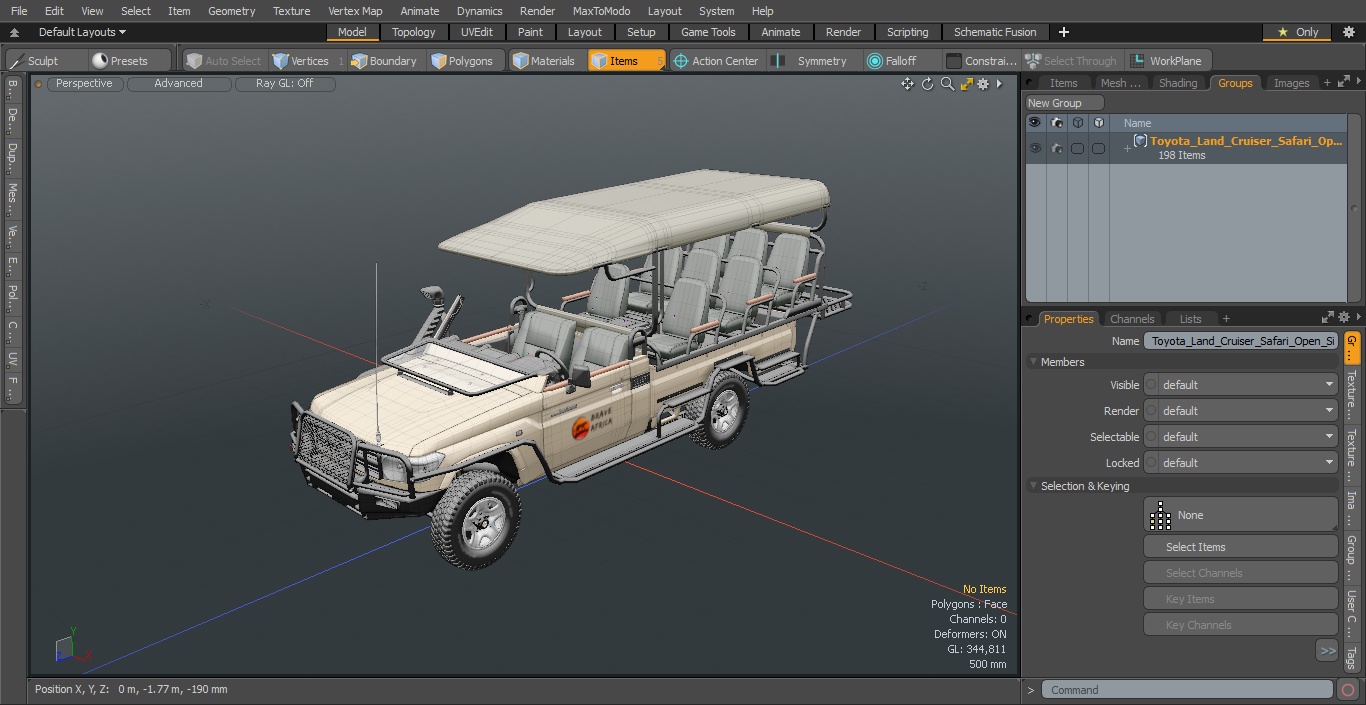 Toyota Land Cruiser Safari Open Sided Beige Clean 3D model