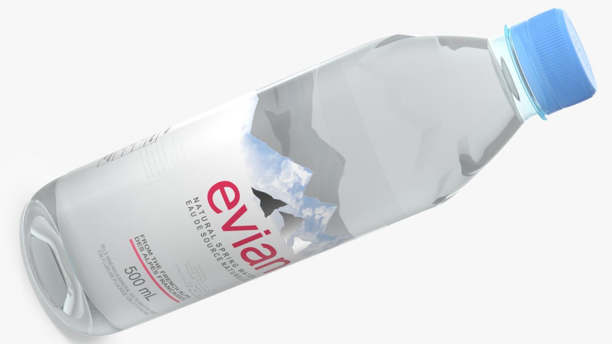 3D Evian Natural Mineral Water 500ml Plastic Bottle model