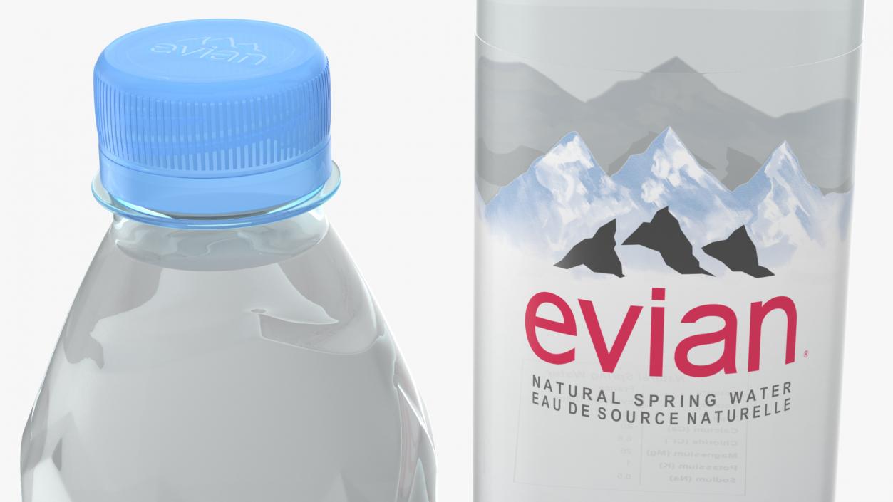 3D Evian Natural Mineral Water 500ml Plastic Bottle model