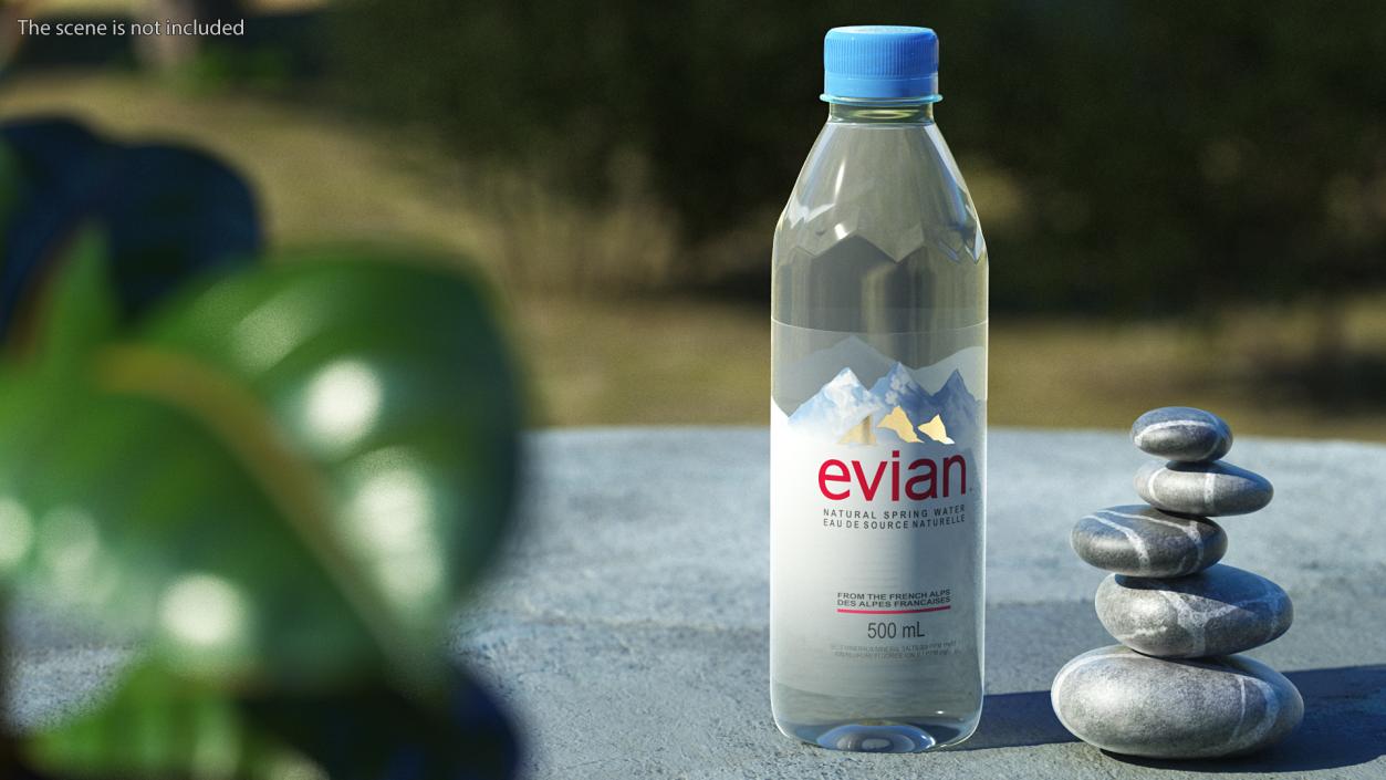 3D Evian Natural Mineral Water 500ml Plastic Bottle model