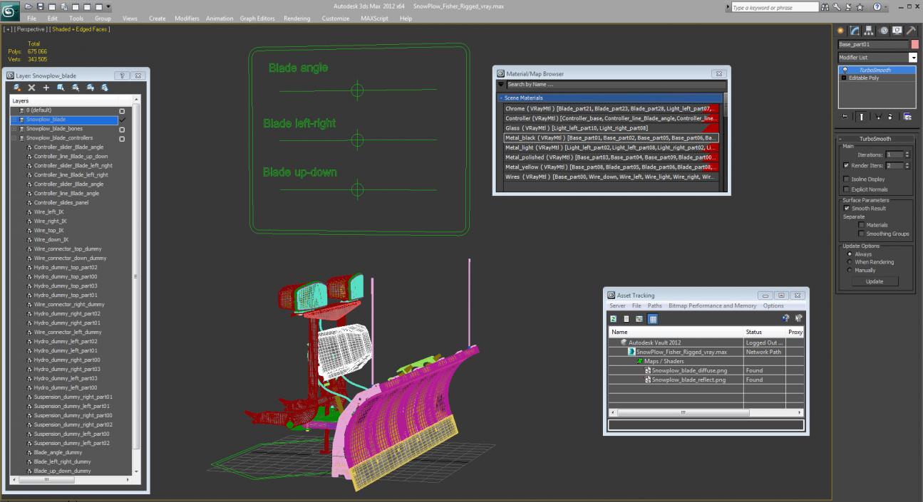 SnowPlow Fisher Rigged 3D