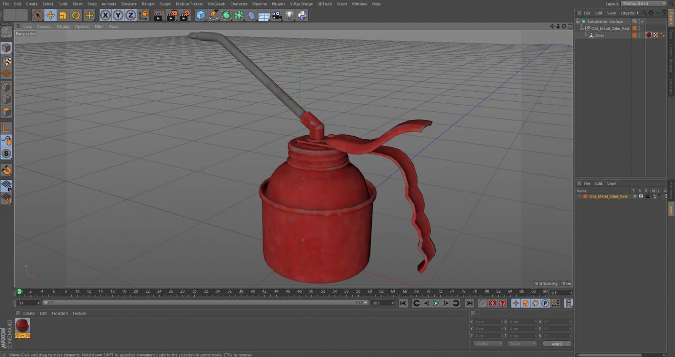 Old Metal Oiler Red 3D model