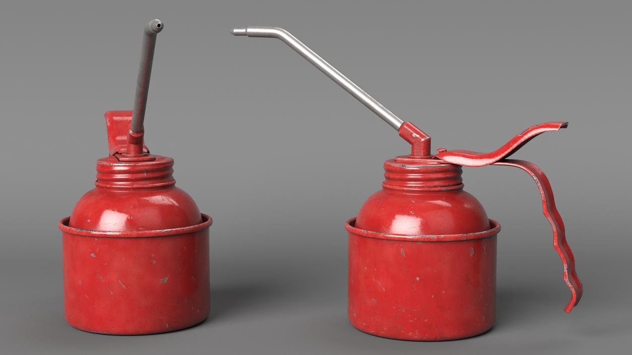 Old Metal Oiler Red 3D model