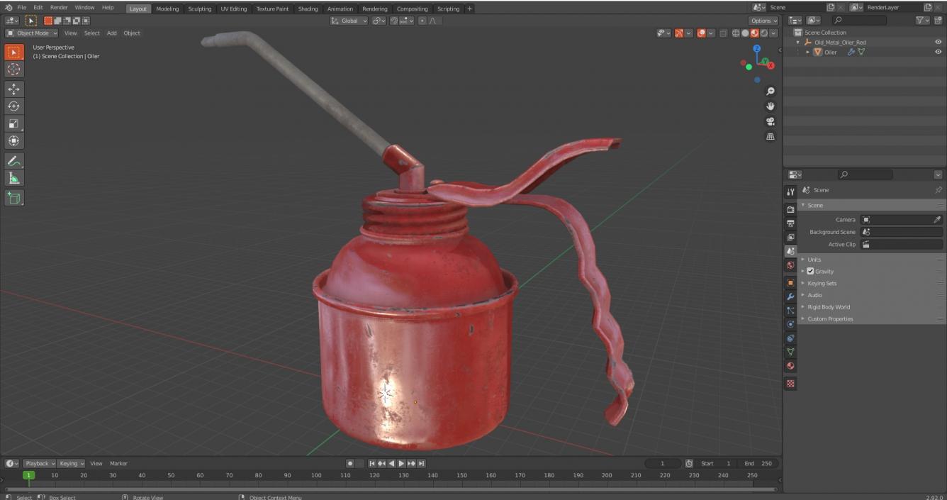 Old Metal Oiler Red 3D model