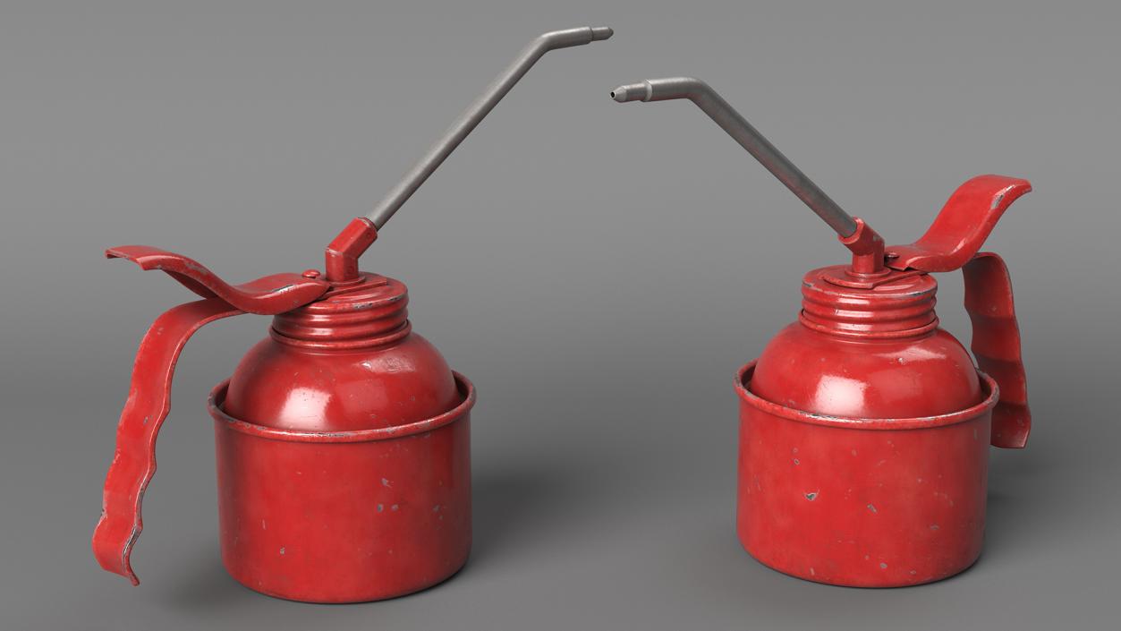 Old Metal Oiler Red 3D model