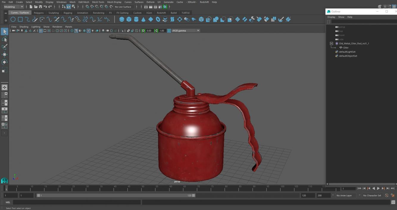 Old Metal Oiler Red 3D model