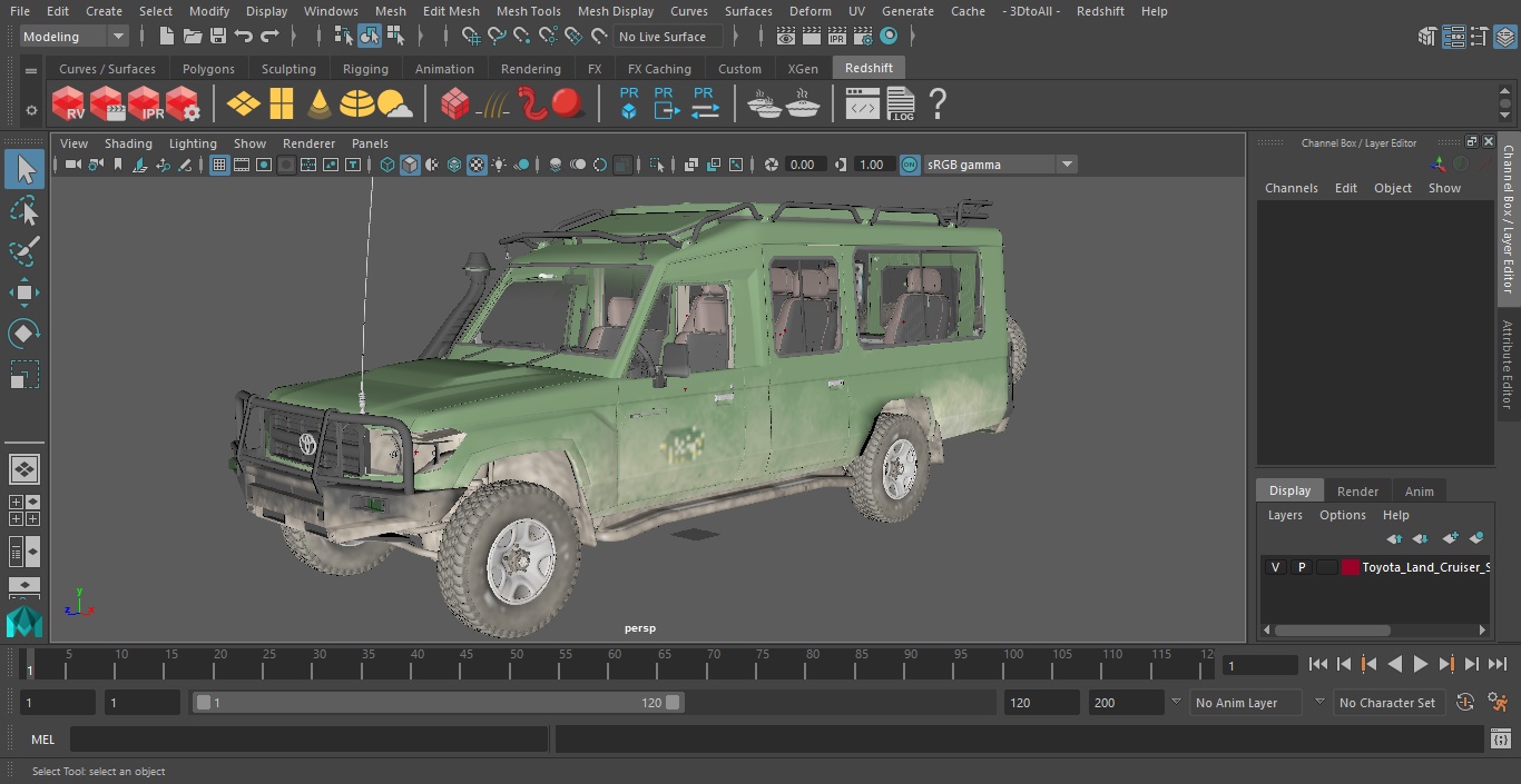 3D Toyota Land Cruiser Safari Green Dirty model