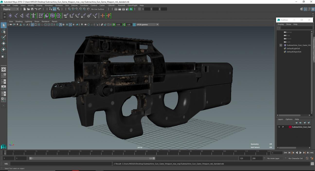 3D Submachine Gun Game Weapon