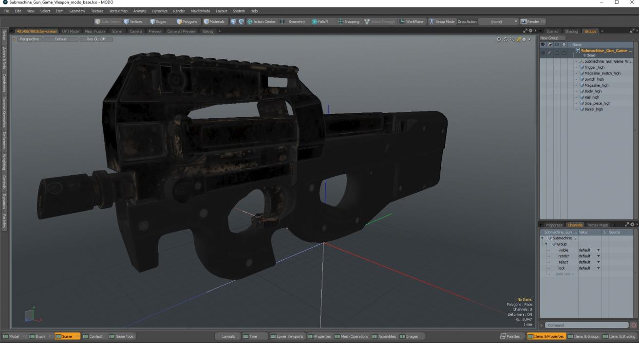 3D Submachine Gun Game Weapon