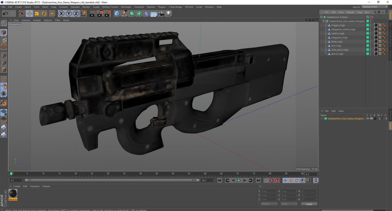 3D Submachine Gun Game Weapon