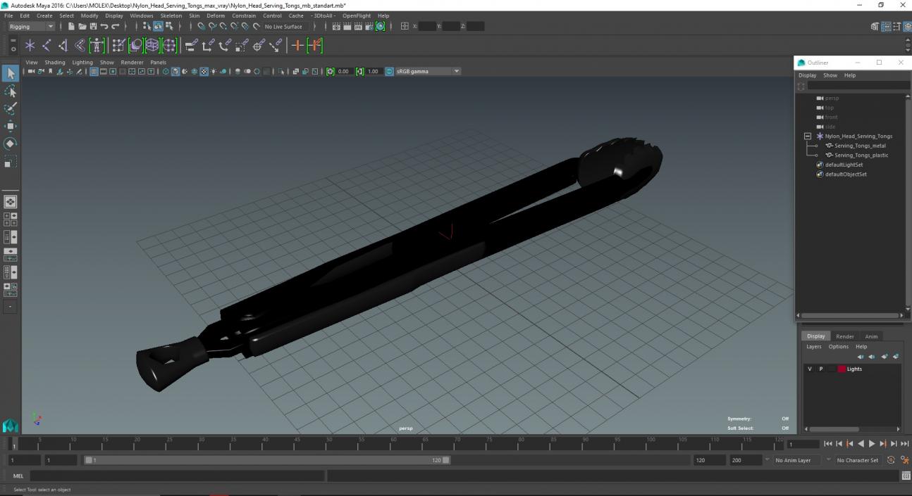 Nylon Head Serving Tongs 3D model