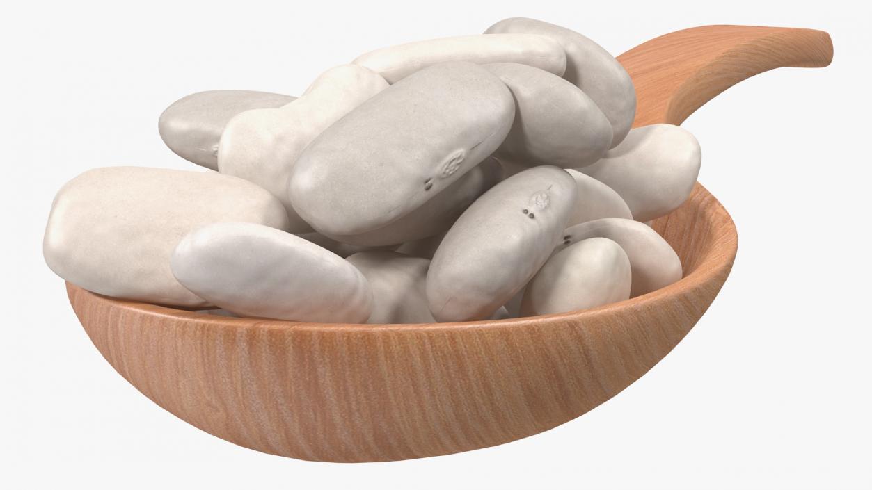 3D Wooden Spoon with White Pea Beans model