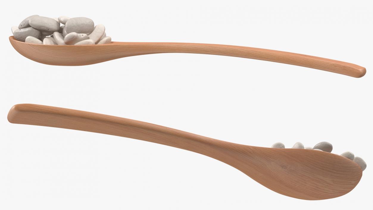 3D Wooden Spoon with White Pea Beans model