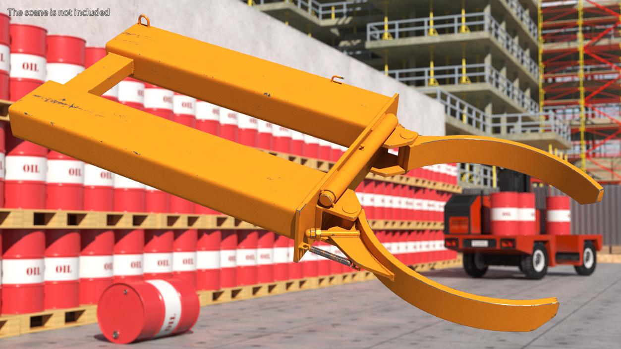 3D Single Drum Grab Lifter Forklift Attachment model