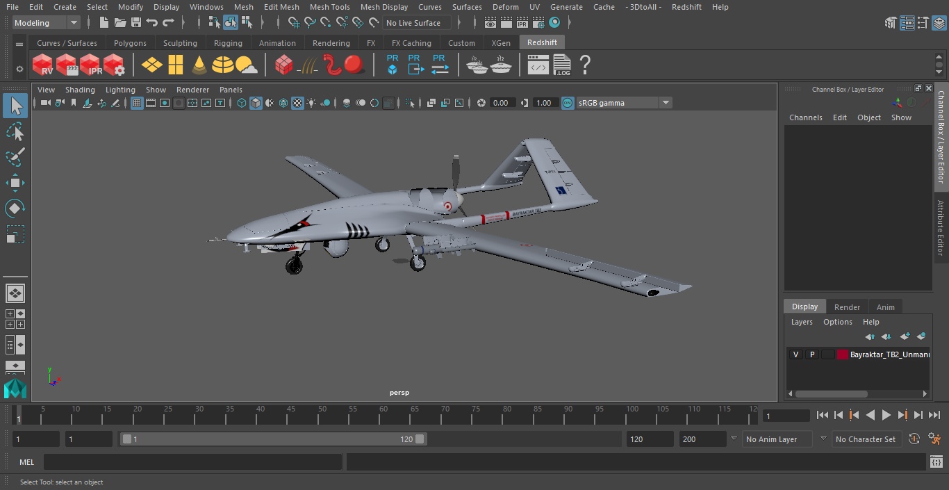 Bayraktar TB2 Unmanned Combat Aerial Vehicle 3D model