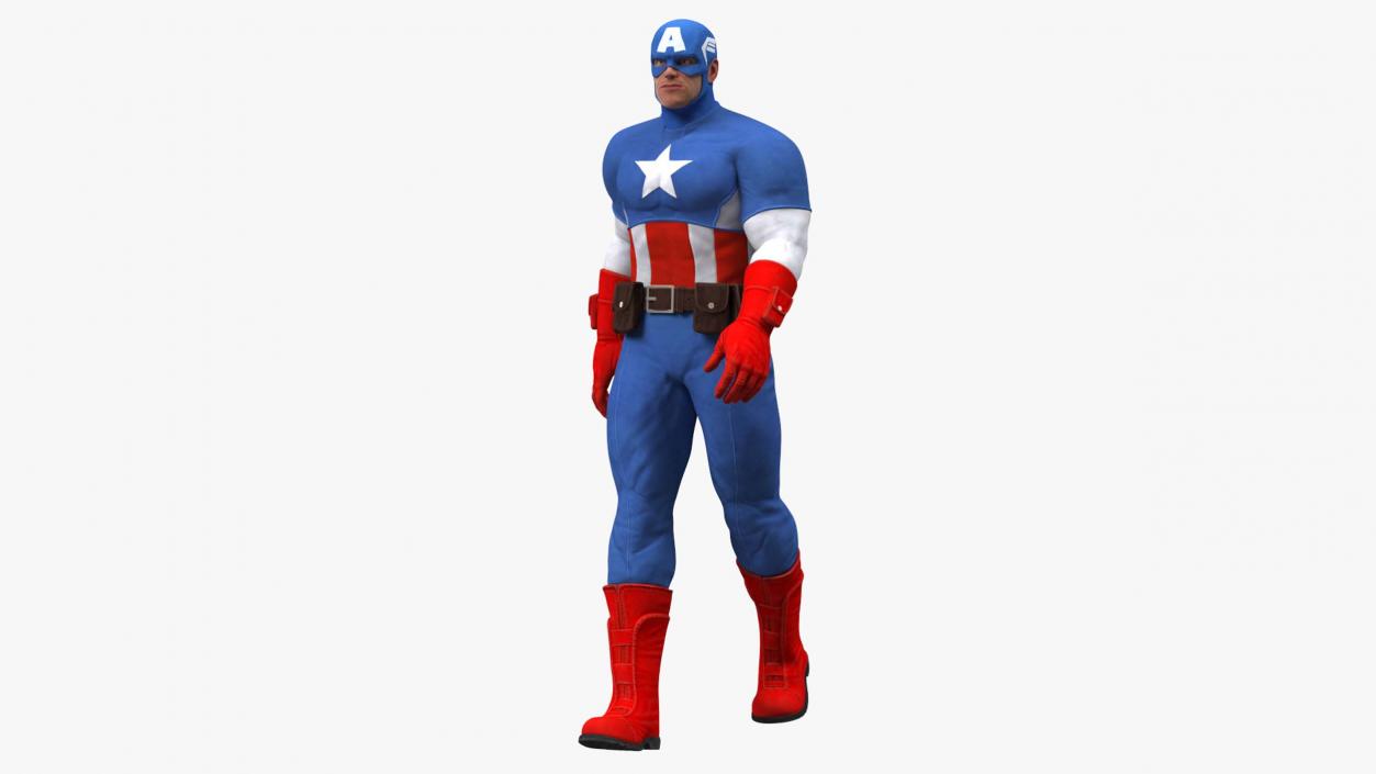 3D Marvel Cartoon Captain America Rigged for Maya