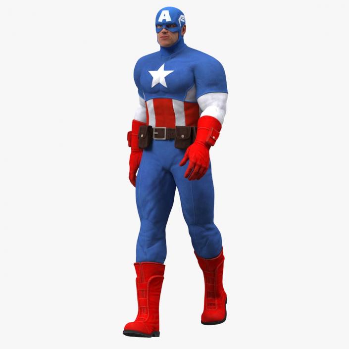 3D Marvel Cartoon Captain America Rigged for Maya