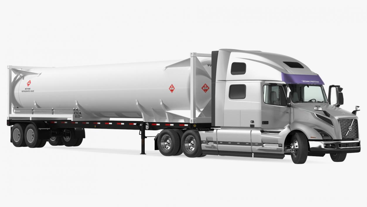 3D model Volvo Truck with Gas Tank Trailer Rigged