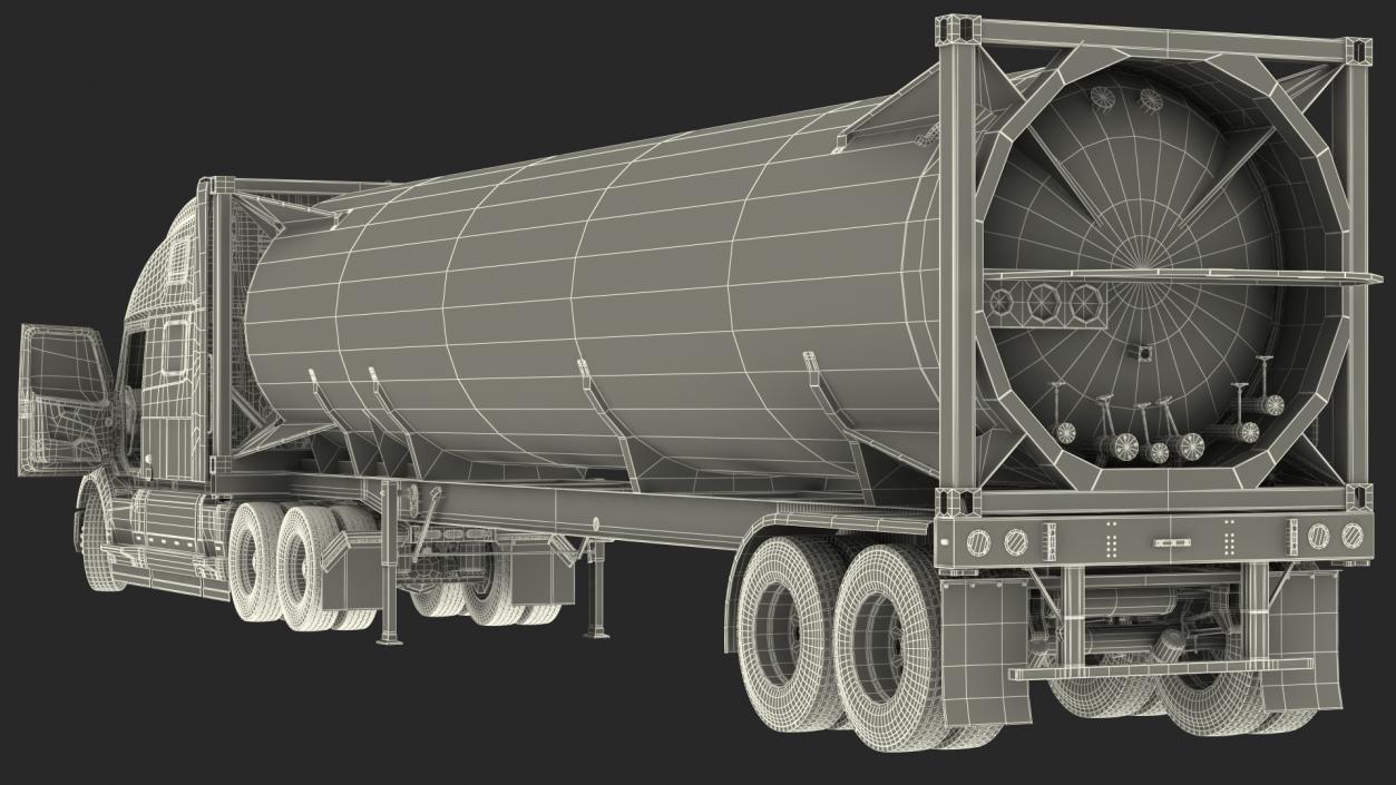 3D model Volvo Truck with Gas Tank Trailer Rigged