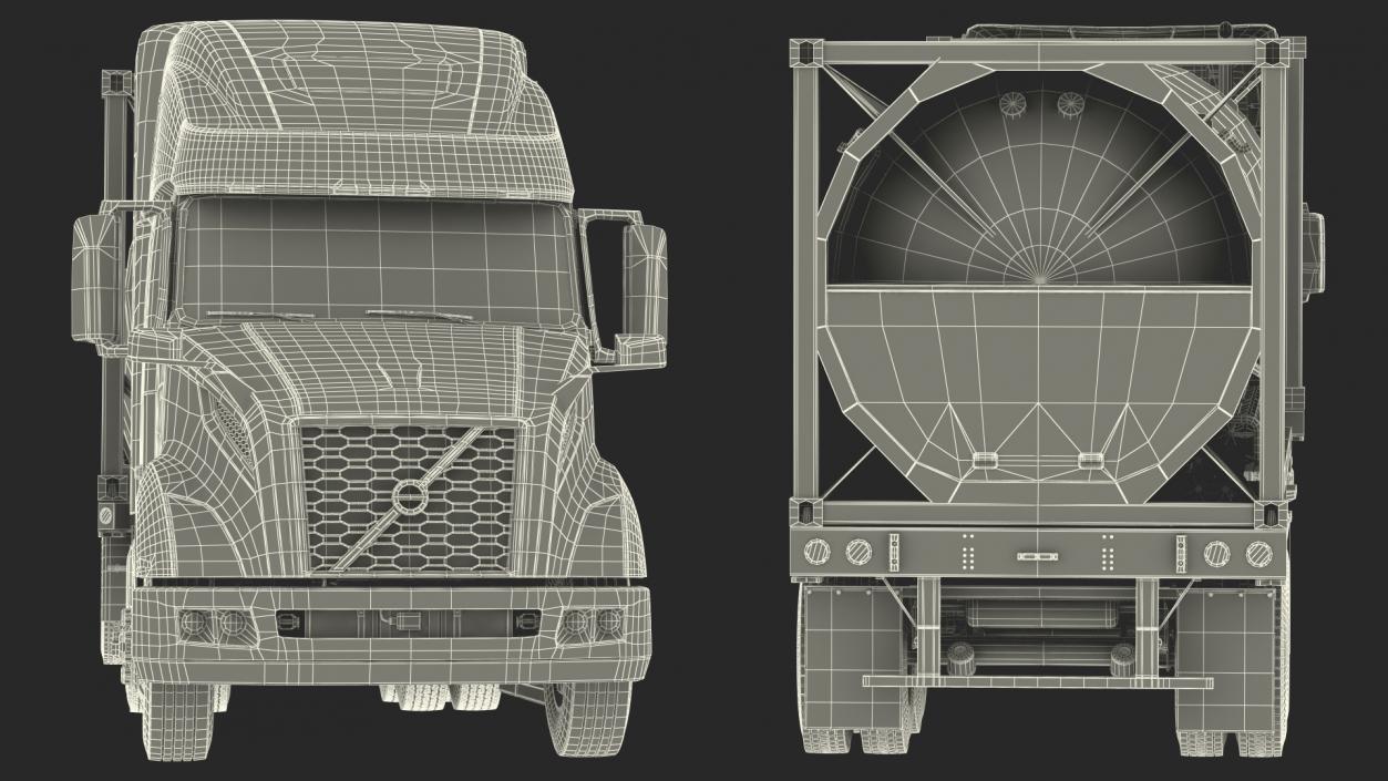 3D model Volvo Truck with Gas Tank Trailer Rigged