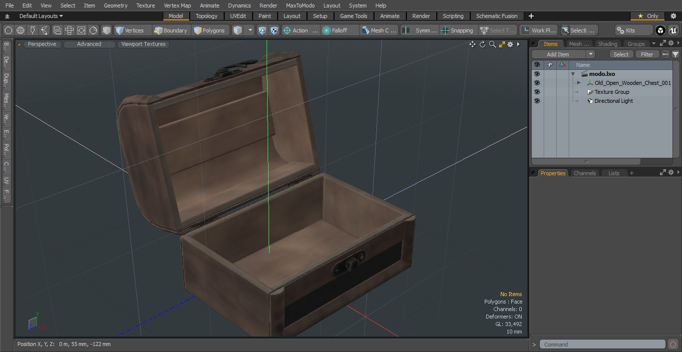 3D Old Open Wooden Chest