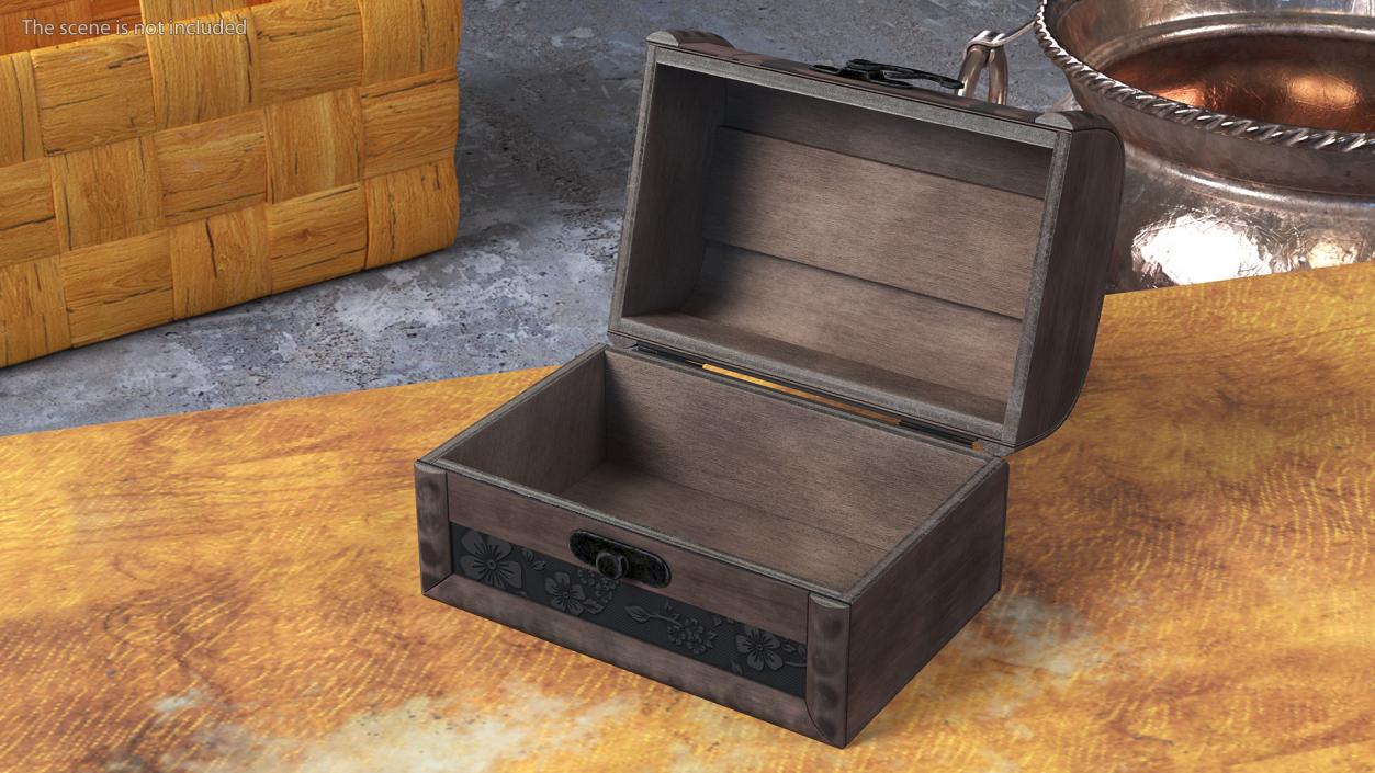 3D Old Open Wooden Chest