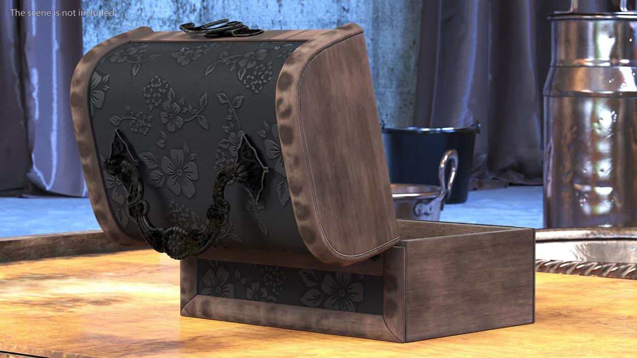 3D Old Open Wooden Chest