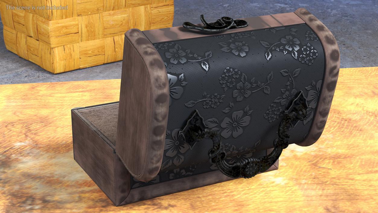 3D Old Open Wooden Chest