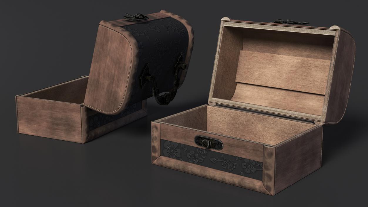 3D Old Open Wooden Chest