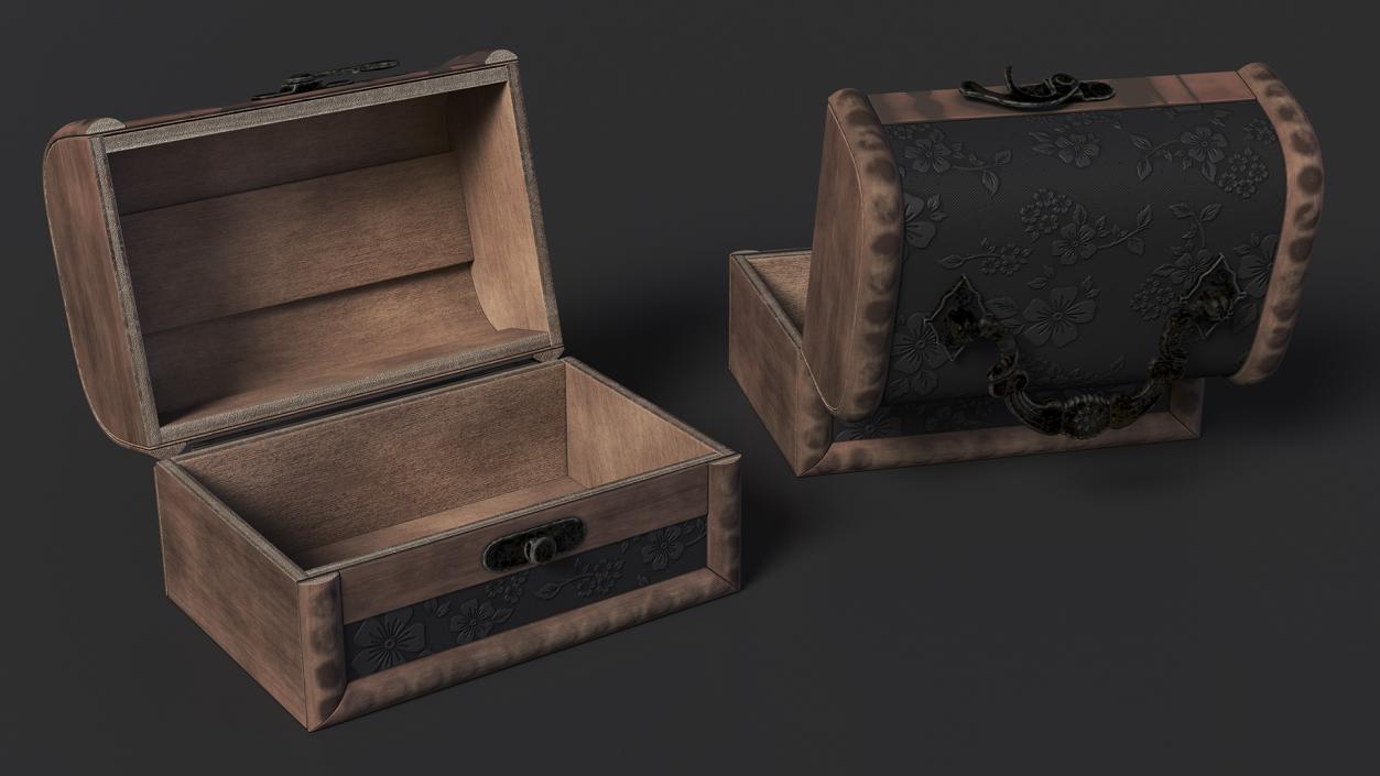 3D Old Open Wooden Chest