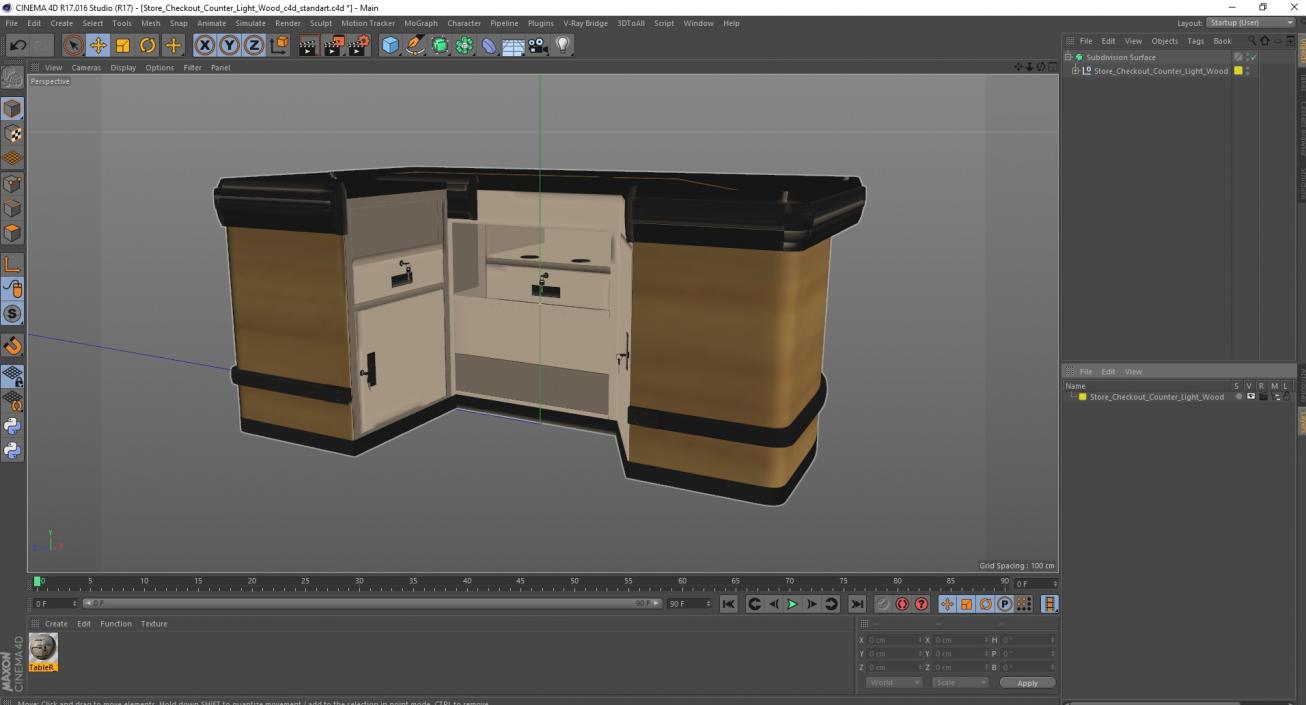 3D Store Checkout Counter Light Wood model