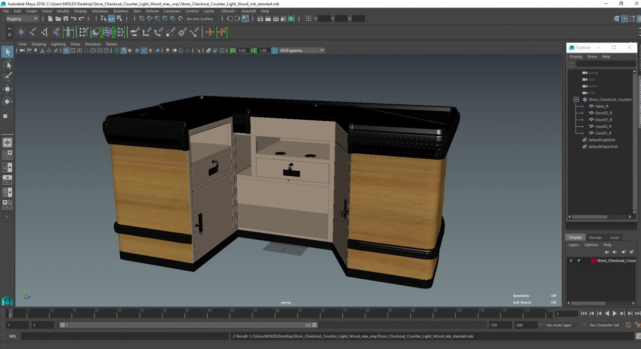 3D Store Checkout Counter Light Wood model