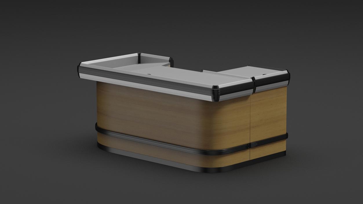 3D Store Checkout Counter Light Wood model