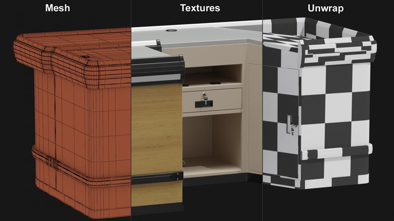 3D Store Checkout Counter Light Wood model