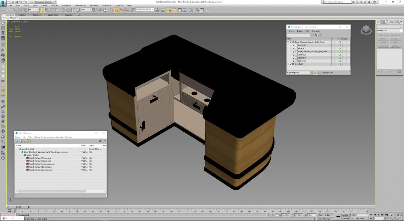 3D Store Checkout Counter Light Wood model