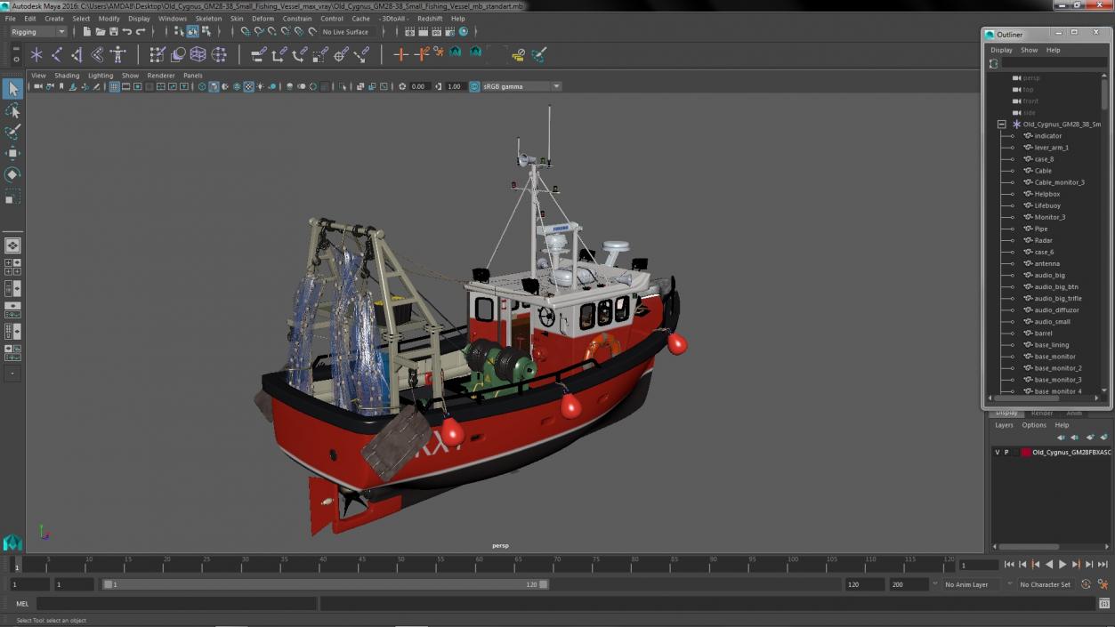 Old Cygnus GM28-38 Small Fishing Vessel 3D model