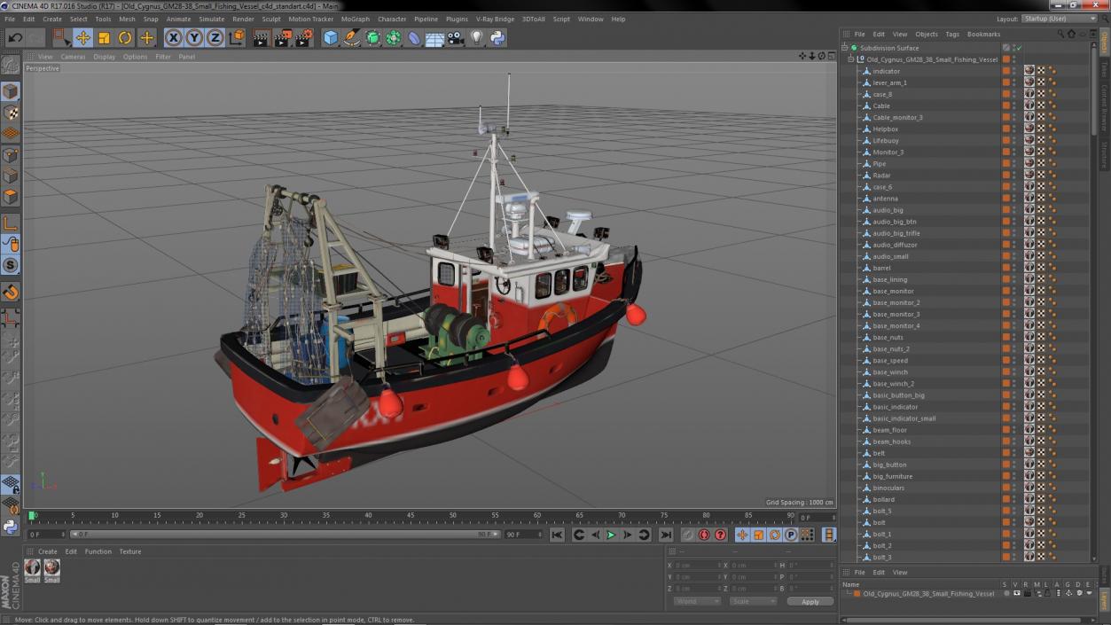 Old Cygnus GM28-38 Small Fishing Vessel 3D model